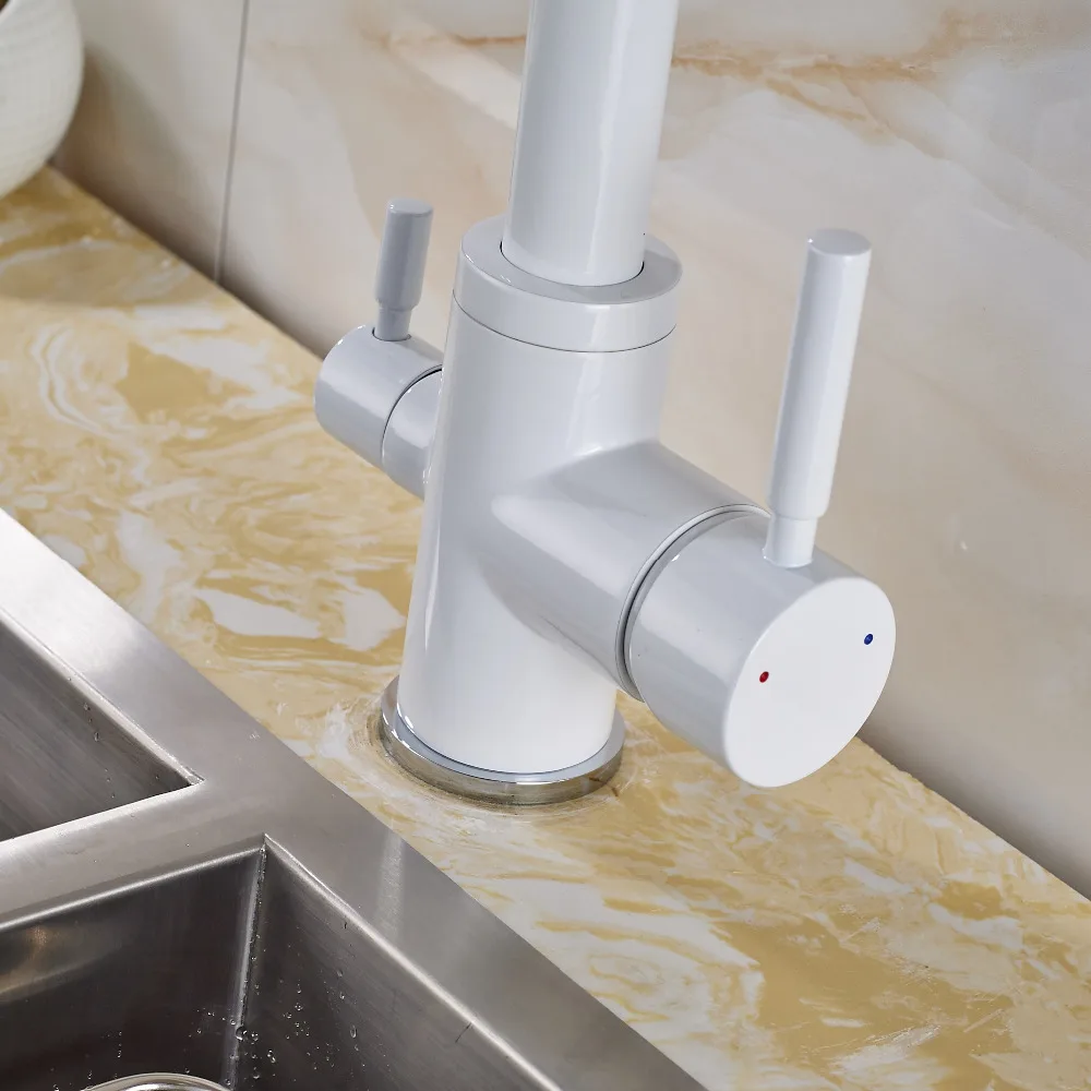 Смеситель кухонный из твердой латуни с двумя ручками и одним отверстием|brass