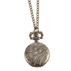 Винтажные карманные часы, кварцевые часы бронзового цвета с крутой цепочкой, полые маленькие цветочные часы LL @ 17