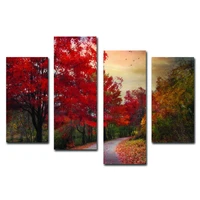 red maple landscape 4 panels art modern large wall pictures for living room decorative picture hot selling canvas artwork