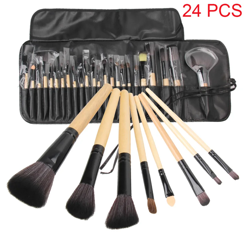 24PCS 1 набор профессиональных кистей для макияжа Тени для век порошок для ресниц кисти для макияжа Brocha Maquillaje с сумкой+ косметическая губка - Handle Color: 24PCS