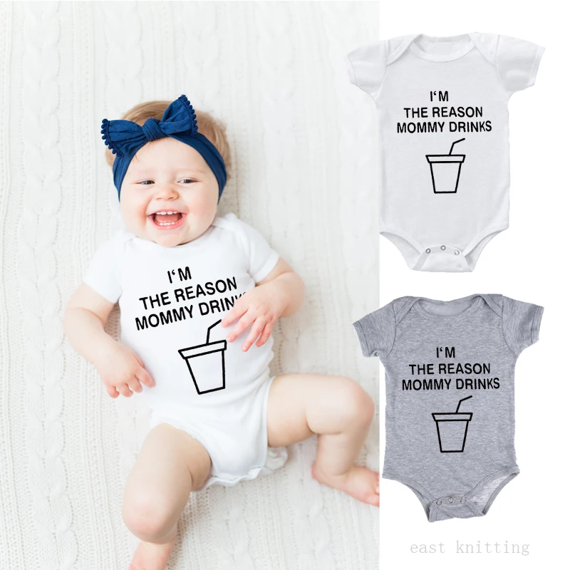 

DERMSPE New Summer Newborn Baby Boys Girls Cotton Short Sleeve Letter Romper Jumpsuit Baby Clothes White Gray Hot Sales Clothes