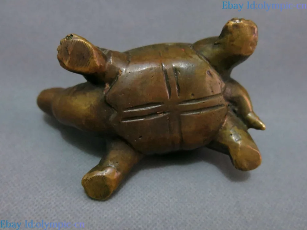 

China Feng Shui Brass Copper Carved Longevity Turtle Sculpture Statue