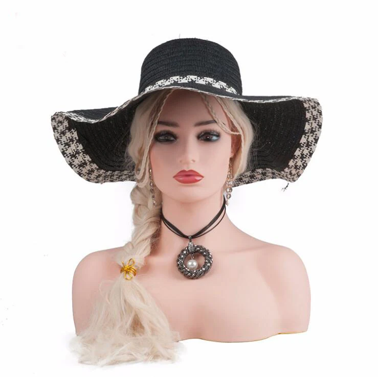 Female Realistic Fiberglass Manikin Head Bust Sale For Jewelry Hat Earring Lace Wig Display Nice Dummy Wig Head Stand enlarge