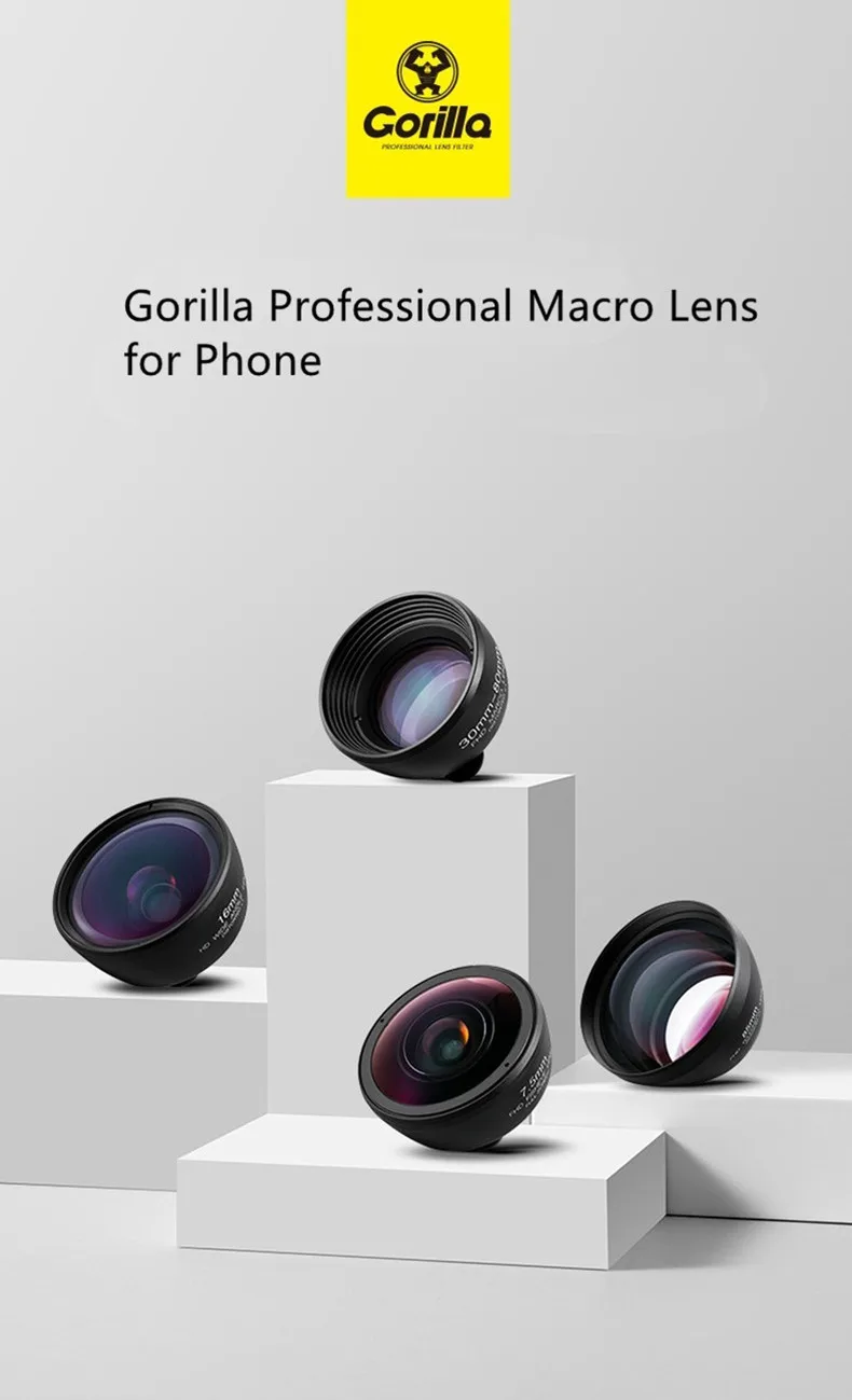 Gorilla 185 градусов HD полноэкранный объектив рыбий глаз для мобильного телефона
