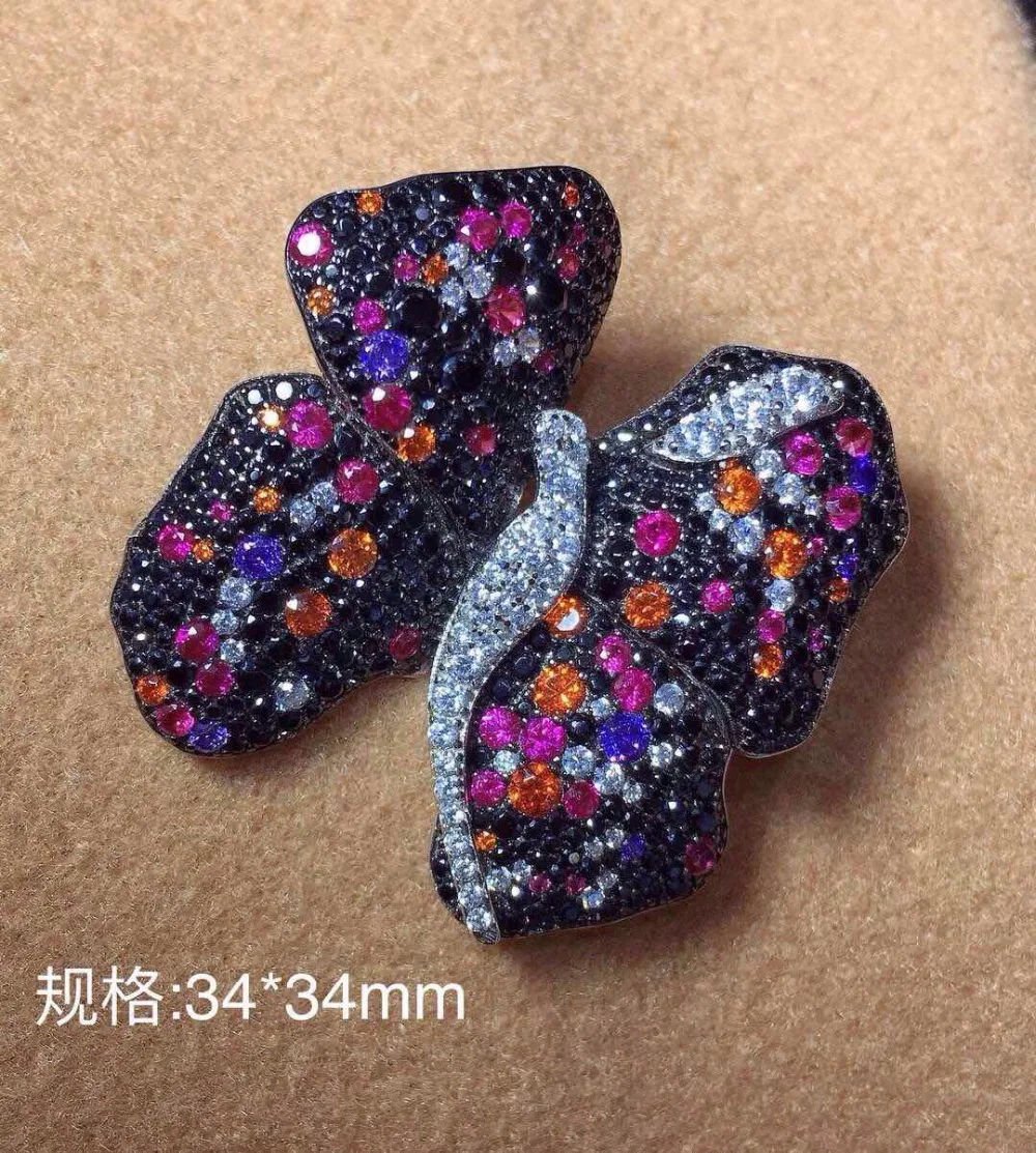 Qi Xuan_Trendy Jewelry_Multicolor Butterfly Ring_S925 однотонная Серебряная модная разноцветная бабочка