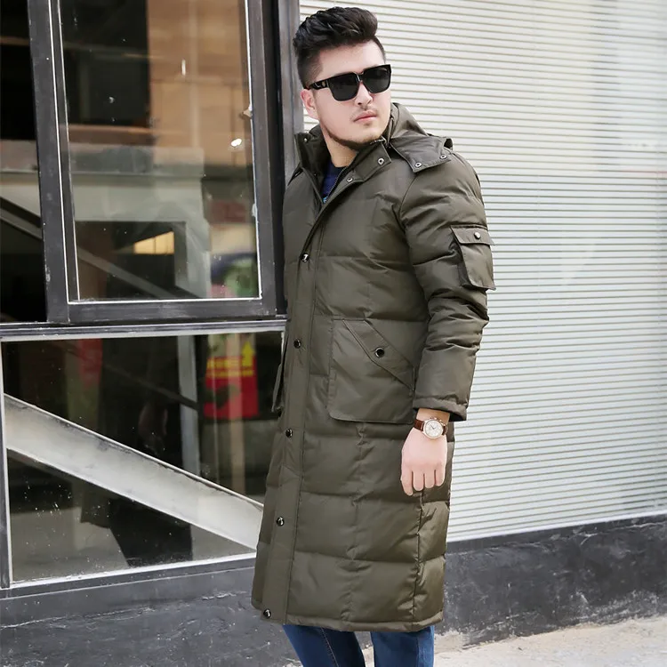 Winter long down men jacket plus size 9XL 8XL 7XL 6XL coat Overknee thick Down Coats winter hooded Thicken | Мужская одежда