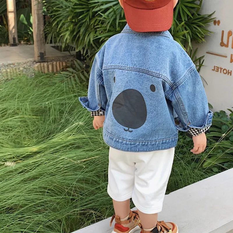 

Hot Selling Kids Boys Denim Coat Long Sleeves Turn-down Collar Loose Casual Coat for Spring