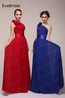 new stock 7 colors chiffon a line one soulder flowers bridesmaid dresses wedding party formal size 4 6 8 10 12 14 16