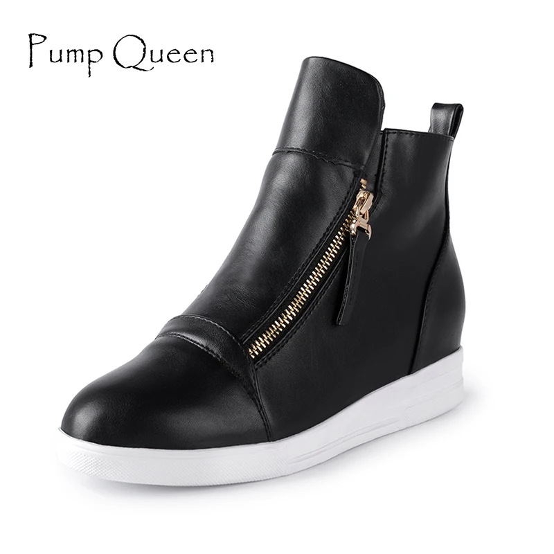 2018 Spring Red Women Ankle Boot Wedges Heels Causal Shoes Woman Leather Black Silver Christmas Botas Mujer Large Size 41 | Обувь