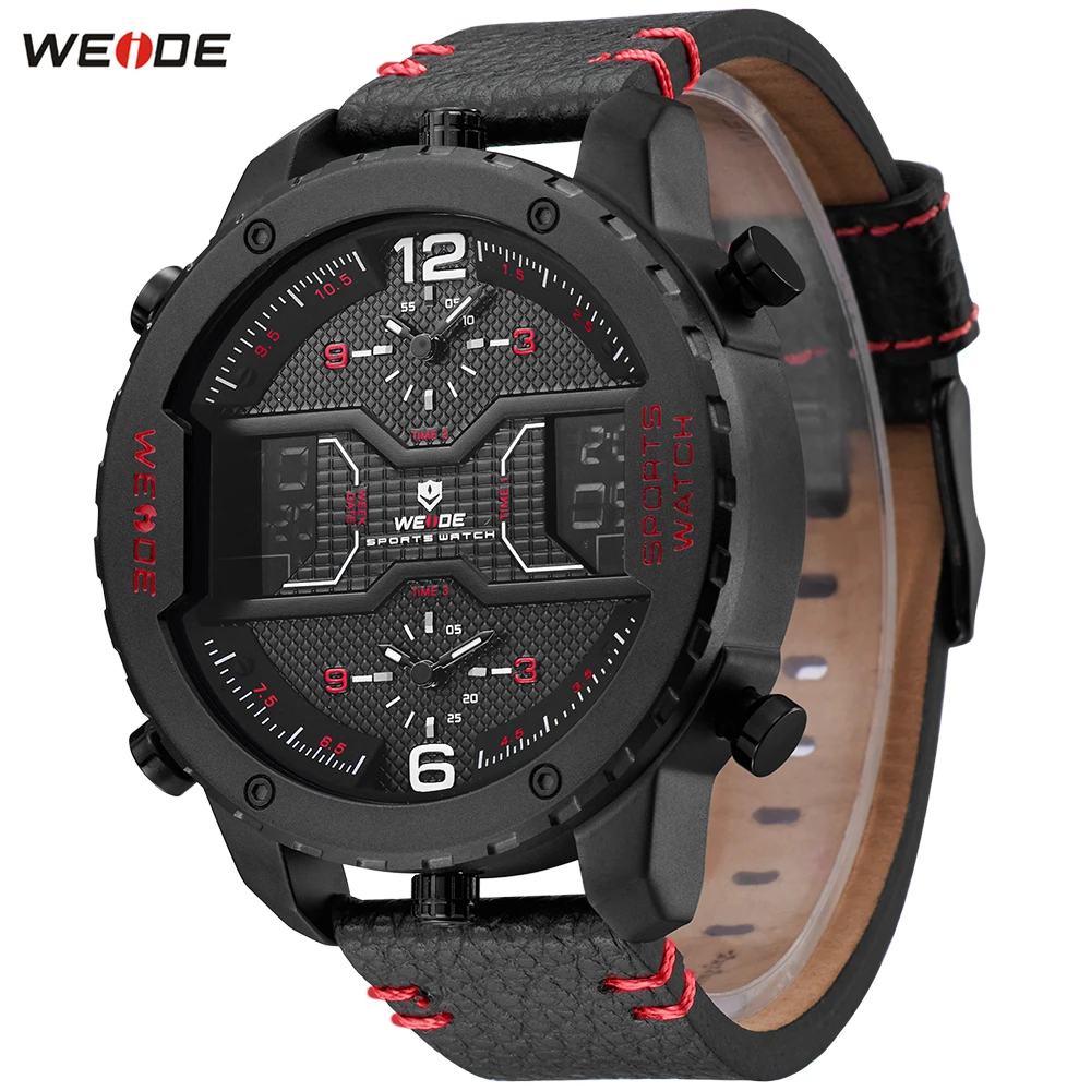Часы WEIDE мужские классические кварцевые с ремешком из натуральной кожи |