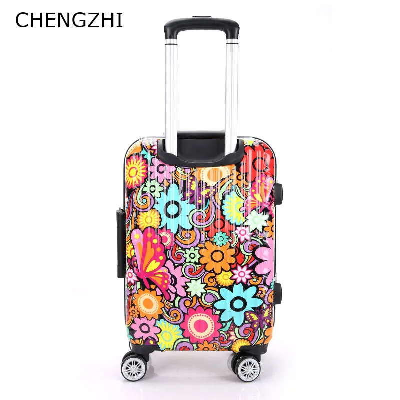 Чемодан CHENGZHI на колесиках чемодан из АБС и поликарбоната с модным принтом 20/24/28