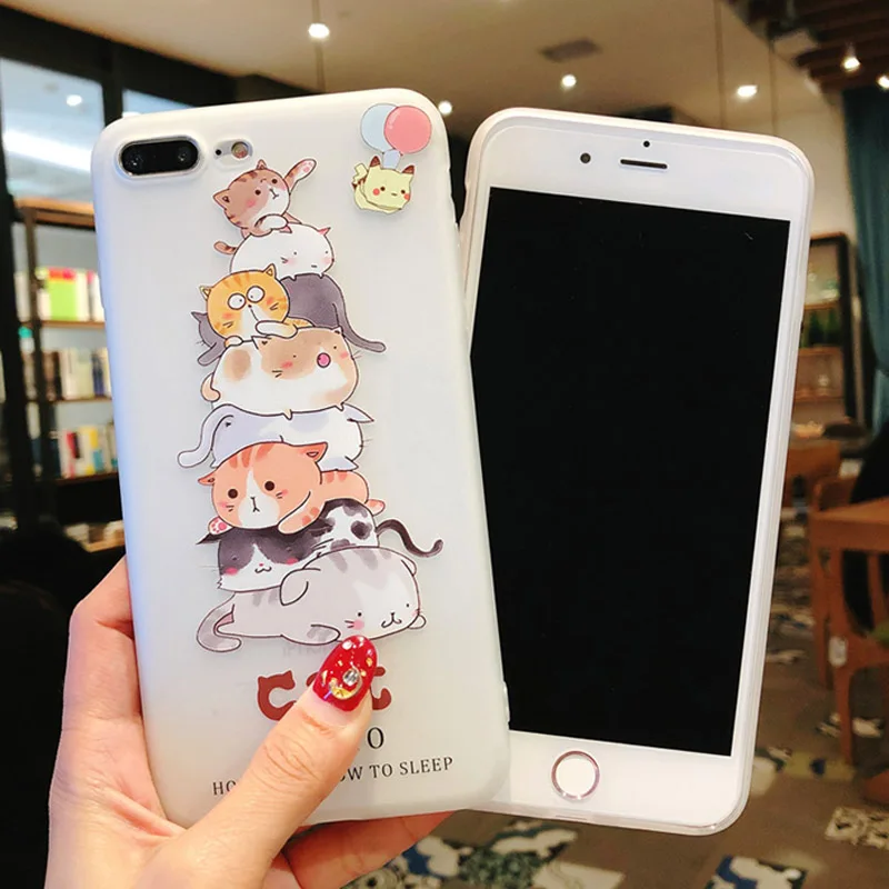 USLION 3D Relief Cartoon Case For iPhone XR XS MAX X 8 Plus Elephant Rabbit Soft Silicone Cover 7 6 6s Cases |