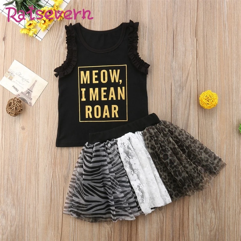 Комплекты одежды для маленьких девочек MEOW I MEAN ROAR топы без рукавов с буквенным