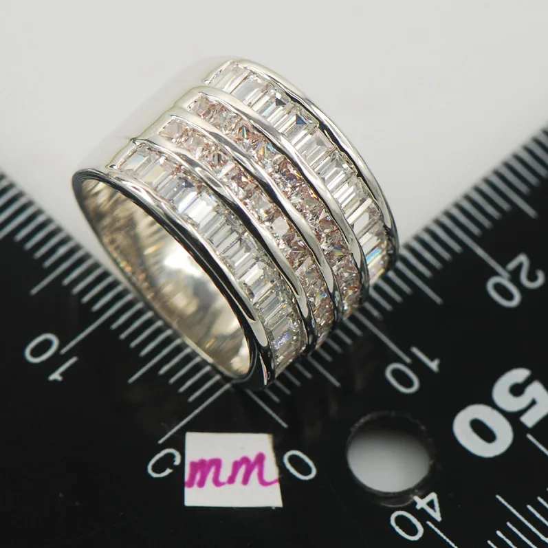 Micropave Белый Кристалл Циркон 925 пробы Серебряное кольцо Размеры 6 7 8 9 10 11 A13