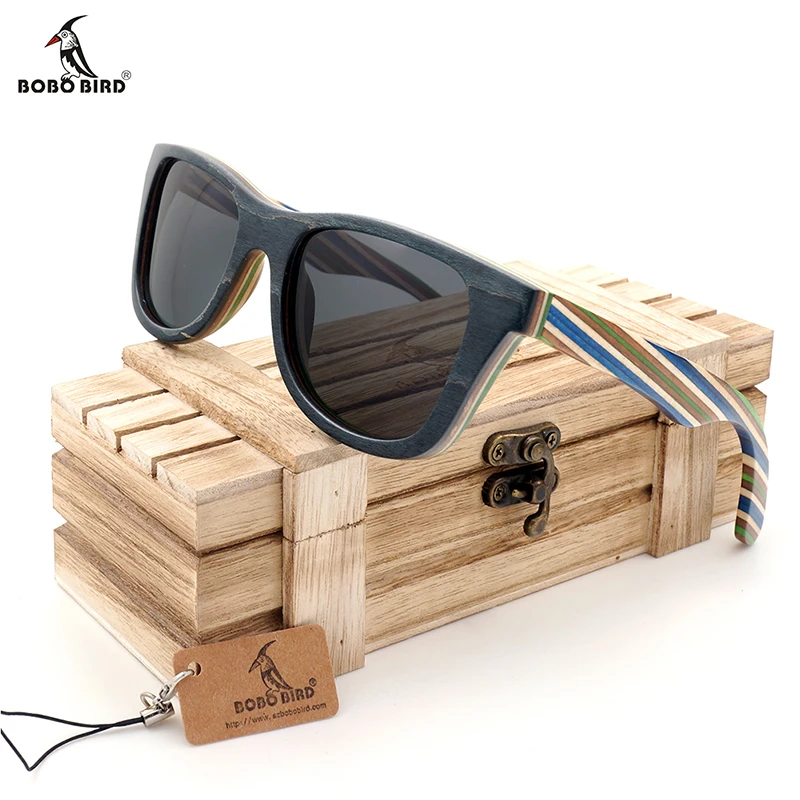 

BOBO BIRD AG011a оригинальные деревянные очки ручной работы Oculos de sol masculino цветная деревянная оправа поляризованные линзы мужские солнцезащитные о...