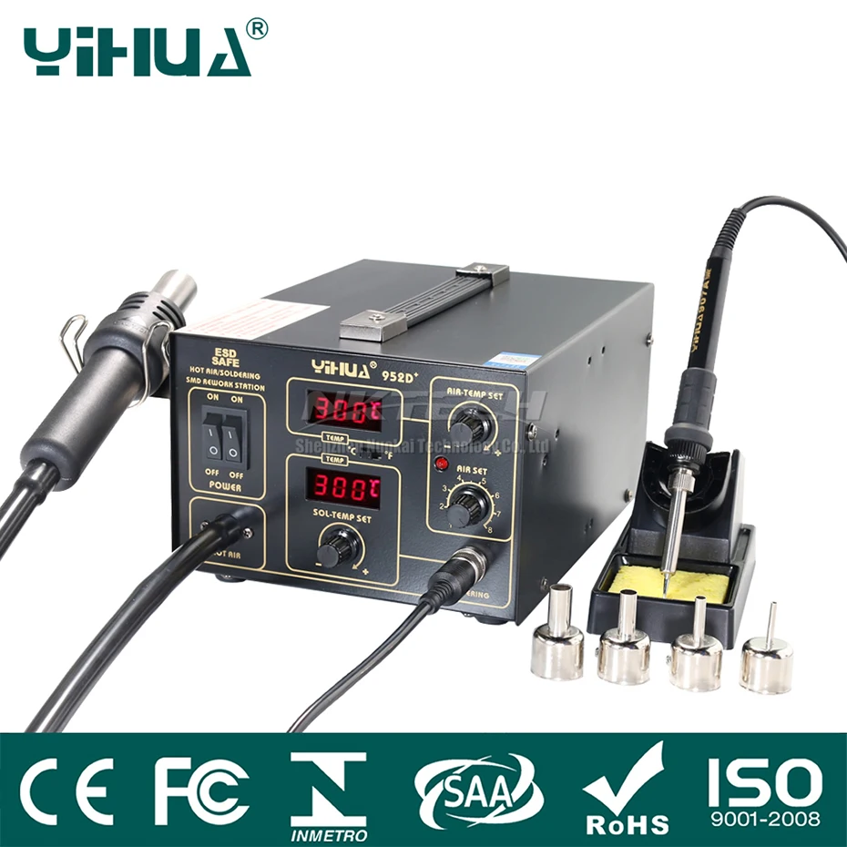 YIHUA 952D + 2 в 1 постоянного пайки паяльная станция с горячим воздухом Пистолеты