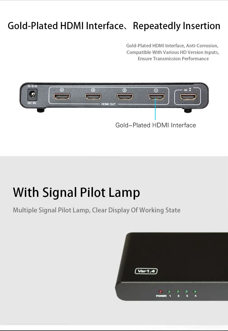 4 к 1 до 4 HD сплиттер с HDMI интерфейсом 3D эффект поддержка стек каскадные сравнить dtech DT-7144 для гигантский СВЕТОДИОДНЫЙ экран панели