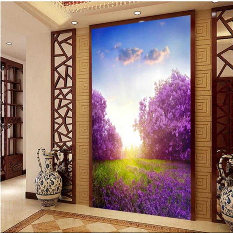 

beibehang Large - scale custom wallpaper lavender flower sea porch backdrop papel de parede para sala estar papel de parede 3d