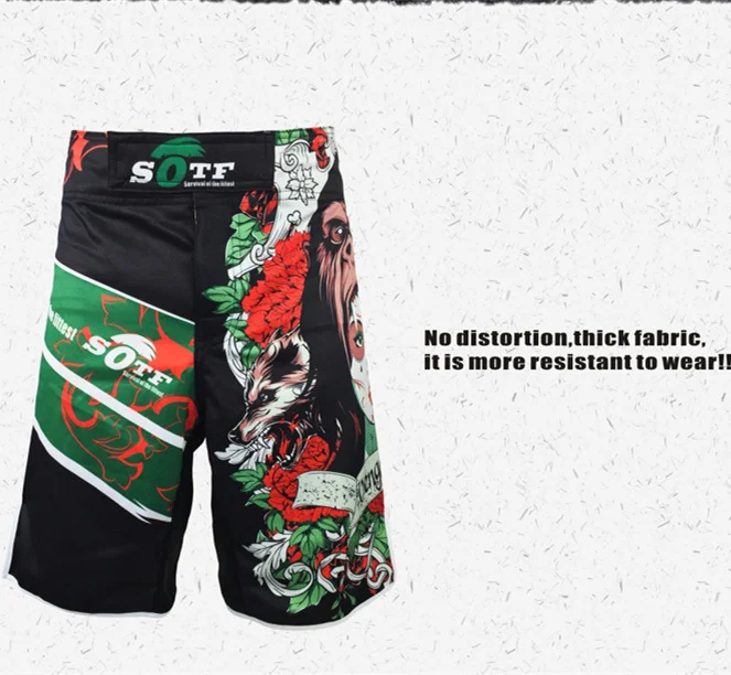 2018 зеленый чудовище Mma боевые тренировочные боксерские дышащие спортивные шорты
