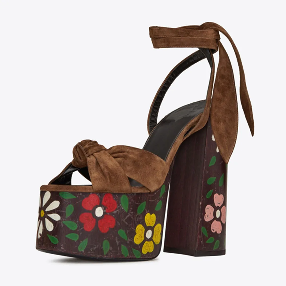 khaki flower DORATASIA/Новинка; большие размеры 34-43; женские босоножки на платформе и высоком каблуке; женские вечерние роскошные летние босоножки для подиума; - Цвет: khaki flower