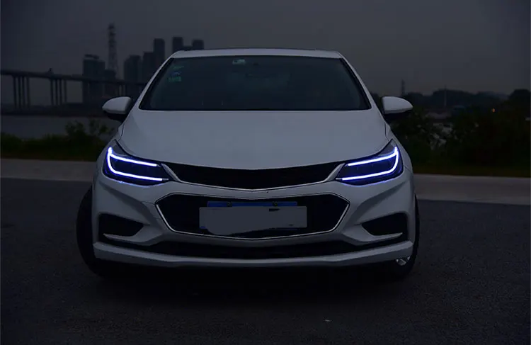 2 шт. светодиодный фары для автомобиля Chevrolet Cruze, светодиодный фонарь с двумя ксеноновыми линзами, автомобильные аксессуары, дневные ходовые огни, противотуманные фары