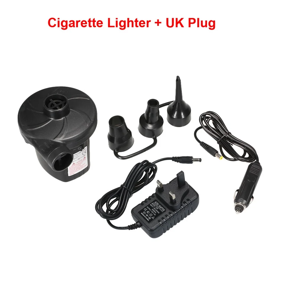 UK Plug Надувной насос для домашнего использования в автомобиле, Электрический надувной матрас, насос для кемпинга, портативный насос быстрого наполнения, штепсельная вилка прикуривателя для ЕС/Великобритании/США - Название цвета: UK Plug
