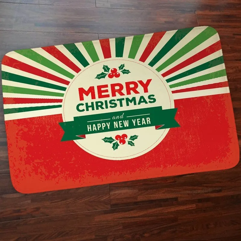 Дверной коврик 40x60 см с надписью &quotMerry Christmas&quot фланелевый Санта Клаусом для