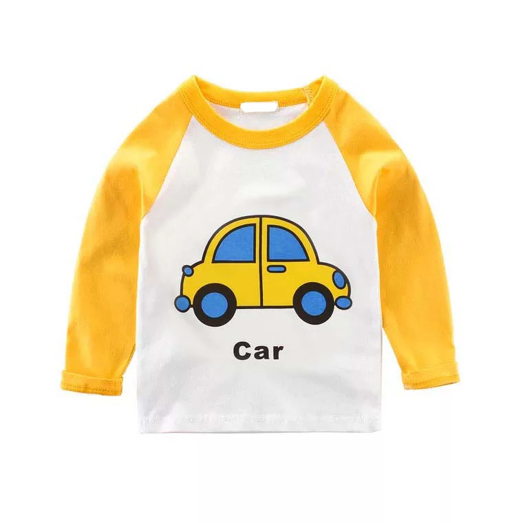 Футболка с принтом мультяшным автомобилем одежда длинными рукавами Fille для