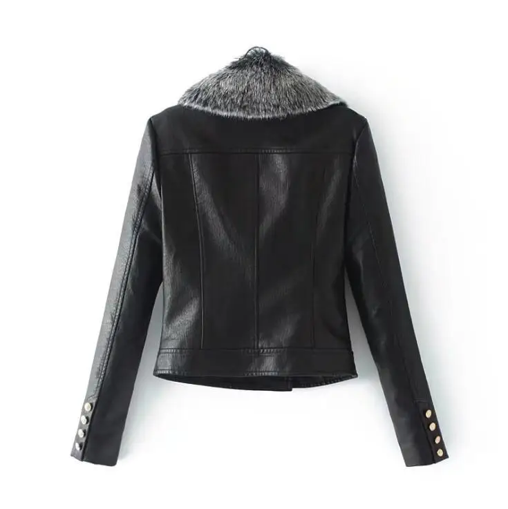 Женская короткая куртка из ПУ кожи с меховым воротником|fashion jacket women|jacket fashion
