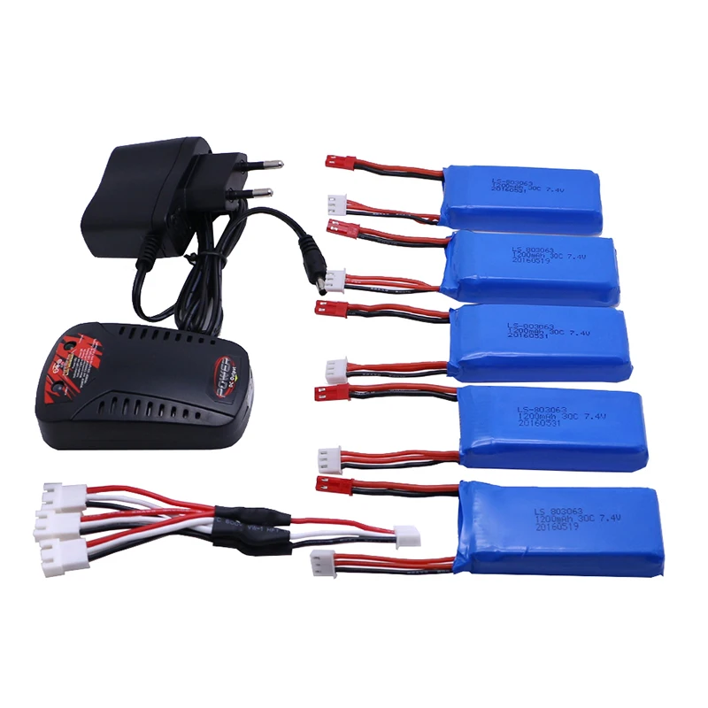 5 шт. Литий Полимерный Аккумулятор 7 4 в 1200 мАч для V333 YiZhan Tarantula X6 WLTOYS V262 вертолет на