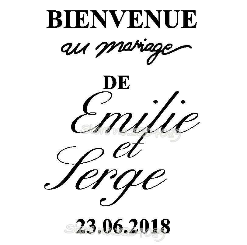 Наклейка Bienvenue Au Mariage персонализированная наклейка на свадьбу приветственную