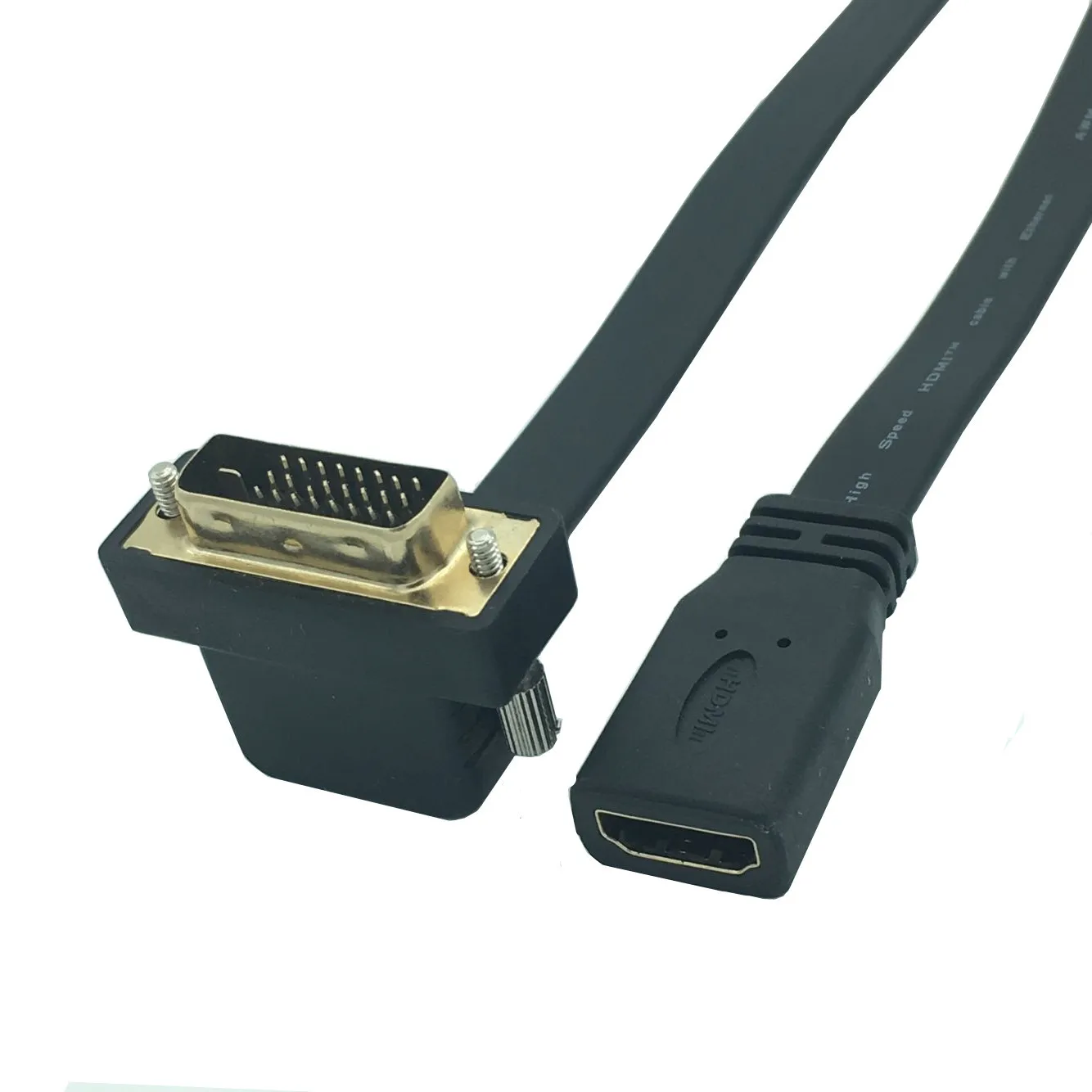 Плоский тонкий высокоскоростной кабель HDMI мама-DVI 24 + 1 штекер 90 углов 0 3 м |