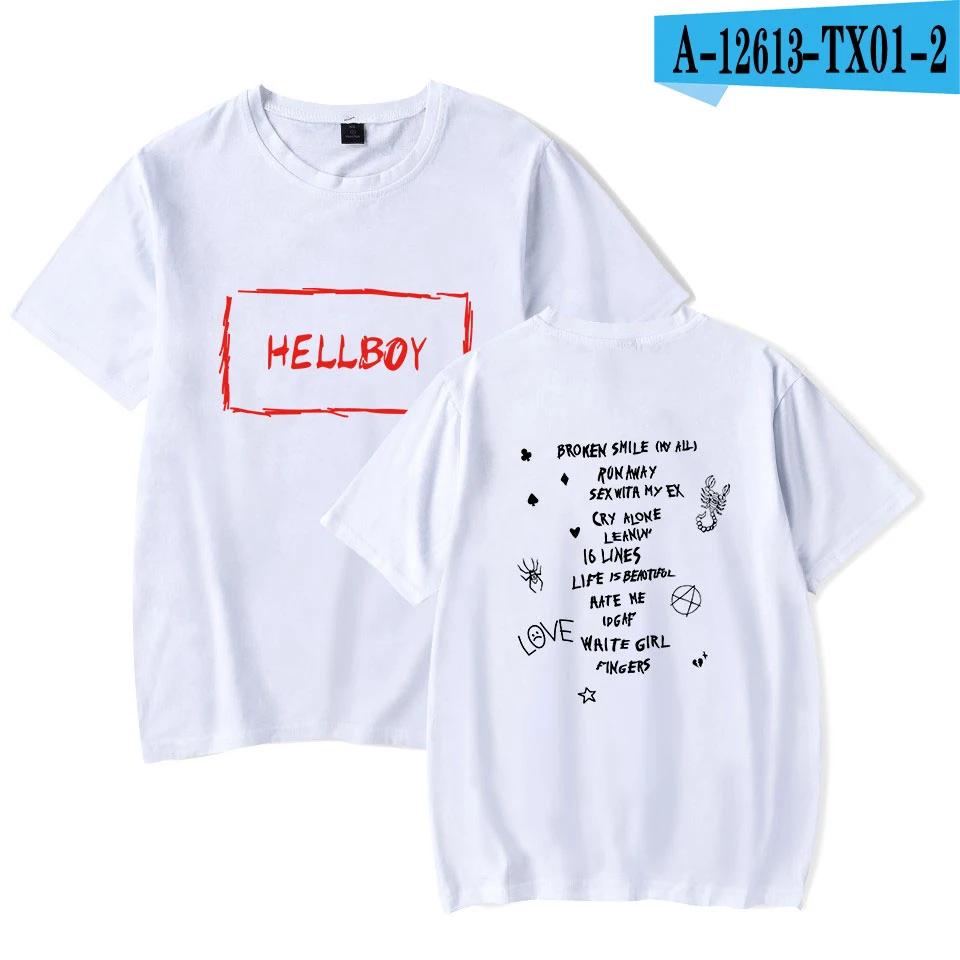 white Новая футболка Lil с открытым принтом, Мужская футболка с короткими рукавами для отдыха, мягкая хлопковая уличная одежда в стиле хип-хоп для мальчиков и девочек, Lil, одежда для фанатов с открытым рэпом - Цвет: white