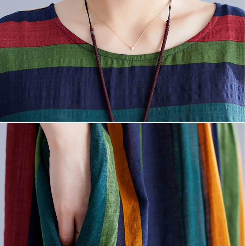 

Oladivi Oversized Women Clothes Summer Plus Size Striped Dress 2021 New Casual Loose Long Maxi Dresses Female Vestidos Femininos