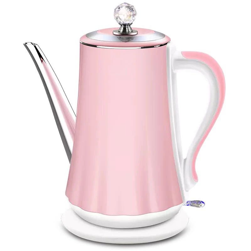 Pink Электрический чайник, 1,4л, домашний, анти-обжигающий, длинный рот, нержавеющая сталь, Автоматическое отключение питания, двойная бутылка для воды - Цвет: Pink