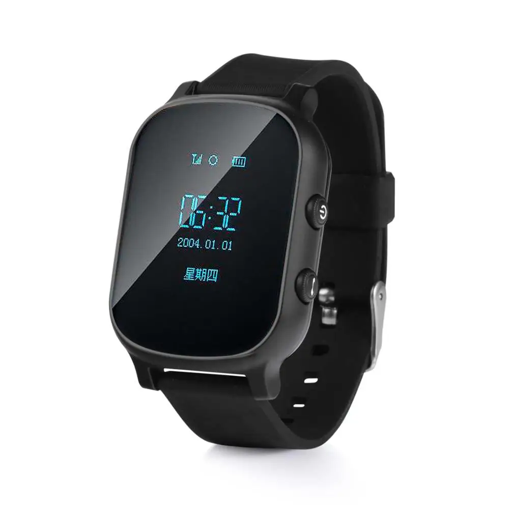 Black Wonlex GW700/T58 для пожилых взрослых gps позиционирование трекер Смарт-часы SOS безопасность вызов трекер ребенок анти-потеря монитор для iOS Android - Цвет: Black