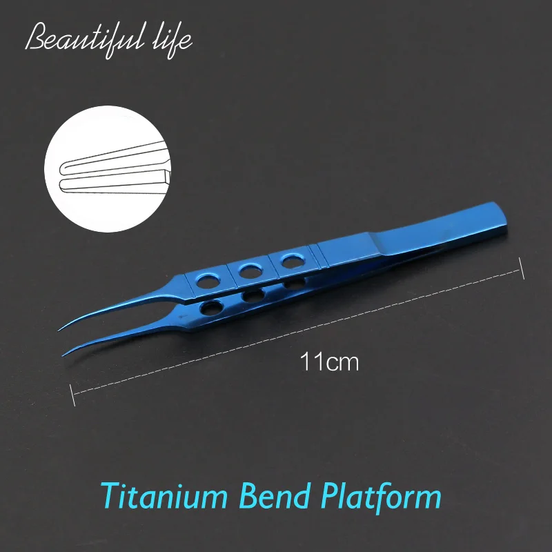 Titanium bend p Хирургический инструмент 11 см из нержавеющей стали офтальмологические микрохирургические инструменты офтальмологические щипцы с крюковой платформой - Цвет: Titanium bend p
