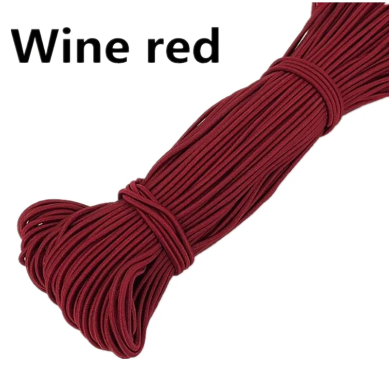 wine red 10 ярдов 2 мм цветная Высококачественная круглая эластичная лента круглая эластичная повязка Эластичная лента для дома DIY аксессуары для шитья - Цвет: wine red