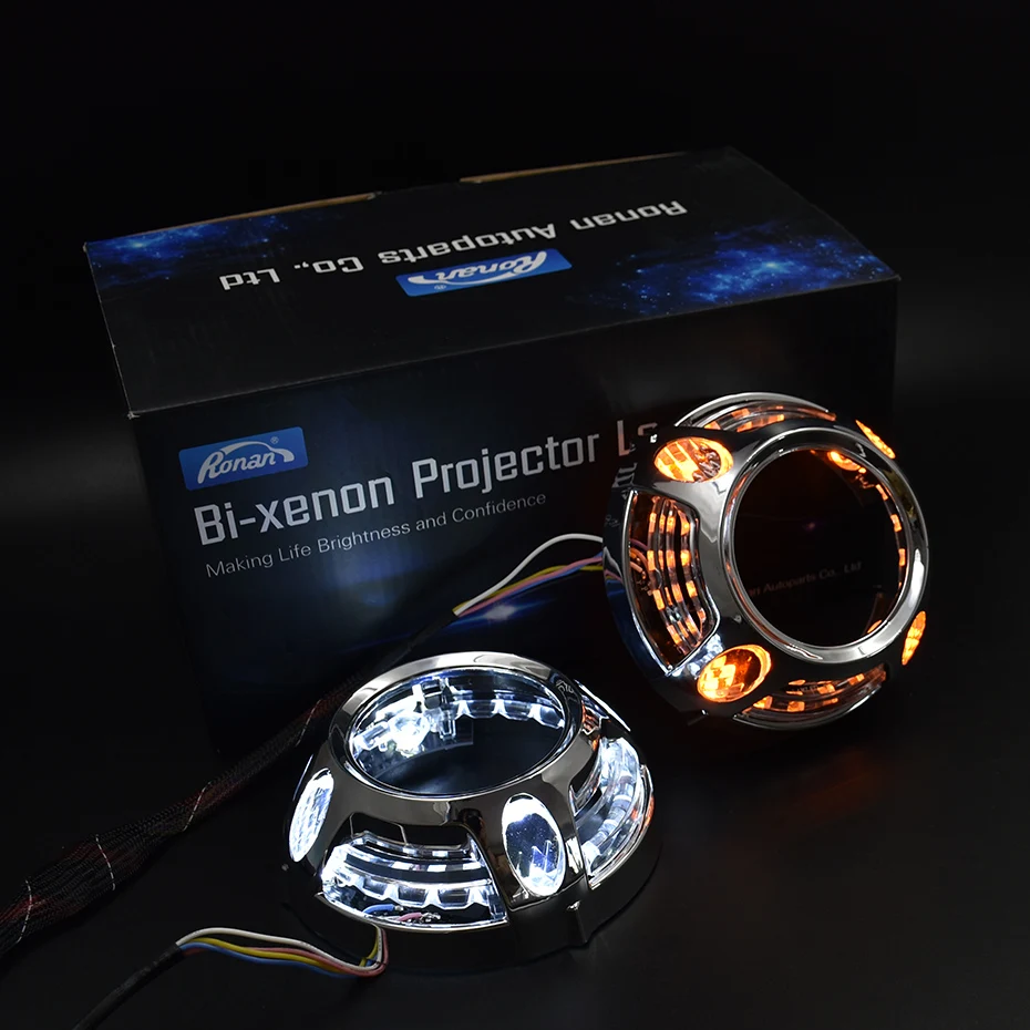 Ronan 3,0 дюймов белый переключатель задний желтый DRL светодиодный ангельские глазки маска чехол для автомобиля Стайлинг фара Модифицированная