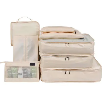 spesifikasi Kain Nilon Berkualitas Travel Organizer Set 7 Pieces/8 Pieces Bagasi Penyelenggara Pakaian Tas Sepatu Tas Penyimpanan Perjalanan
