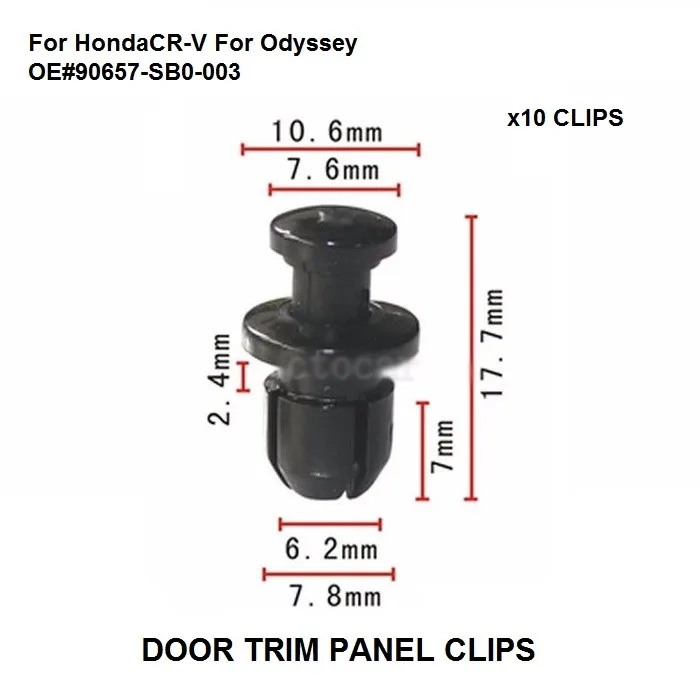 

Car Styling x10 OEM 90657-SB0-003 Nylon For Honda Splash Shield Clip For Accord Prelude For CR-V For Odyssey