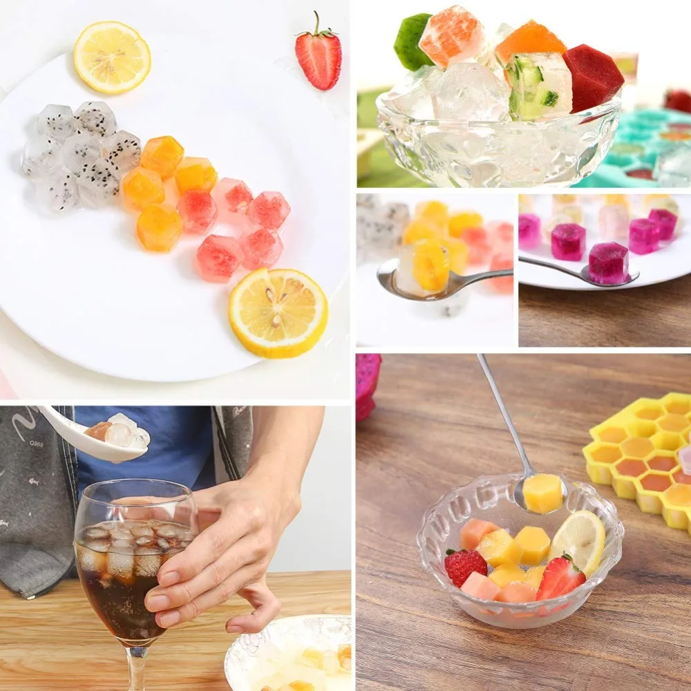 

Honeycomb Ice Cube Molds Silicone Ice Cubes Maker Tray Cream Molds Form Chocolate Whiskey Party Bar Home Kitchen Tools