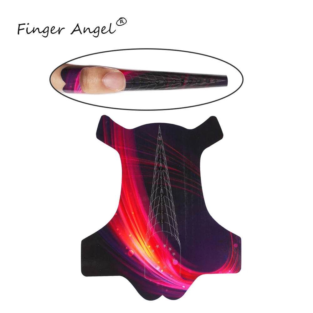 Finger Angel 50/100/500 шт. формы ногтей советы нейл-арта набор инструментов для самостоятельного Бумага кривой Гель-лак для ногтей УФ расширение французский XL Маникюр форма W010
