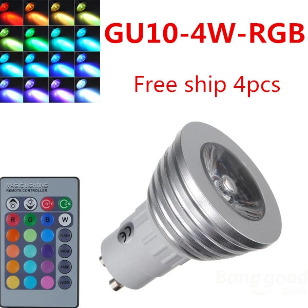 4 шт. светодиодная лампа GU10 RGB с пультом дистанционного управления | Лампы и