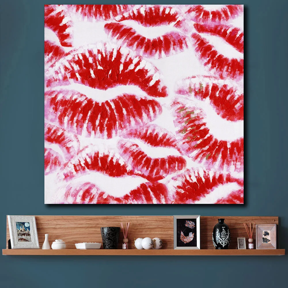 Fashion Pop Art Oil Painting Wall Picture Red-Roars Animal Printed Canvas For Living Room Home Decor Unframed | Дом и сад