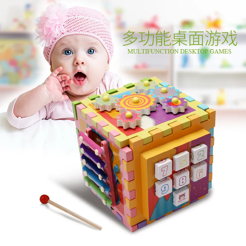 Новый 6 в 1 Форма виде геометрических фигур Treasure Box строительные блоки деревянные