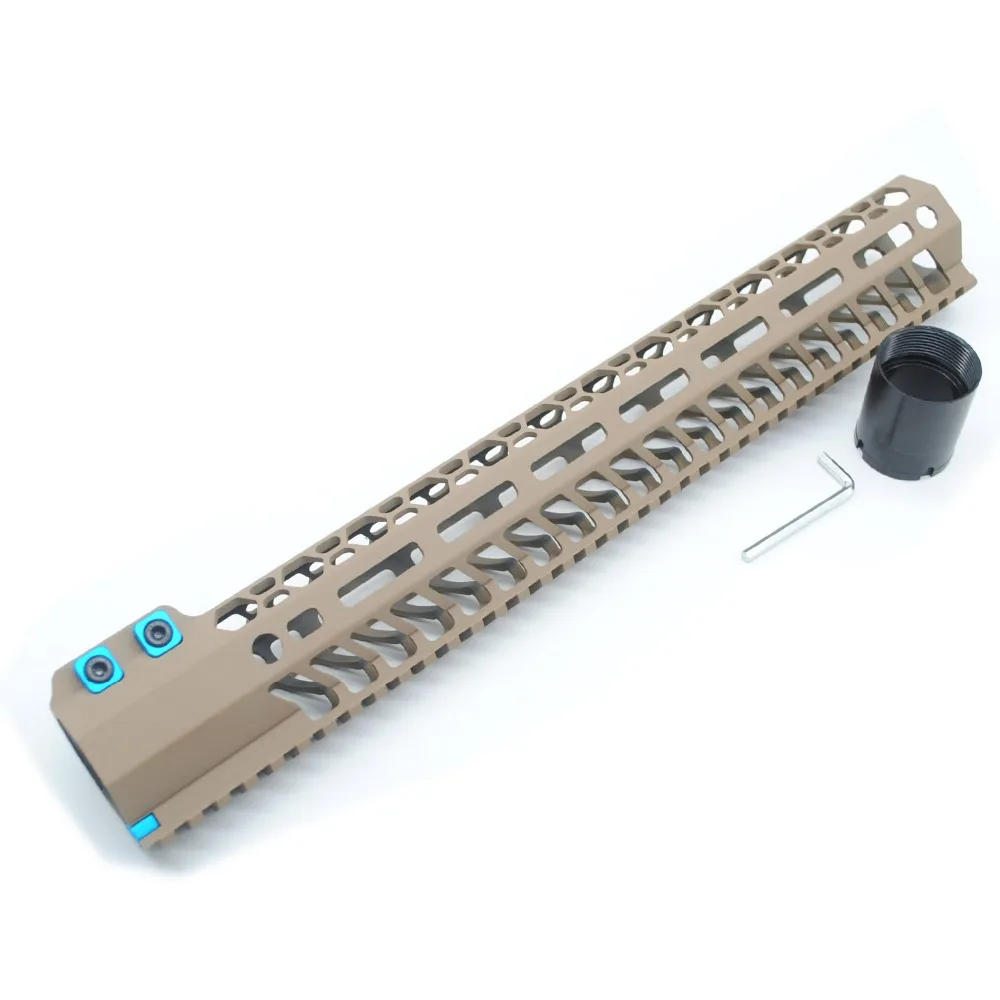 

TriRock 15'' inch M-lok Handguard Rail fit LR-308 High Profile .308/7.62 Hand Guard Picatinny Mount System_Black/Tan Color