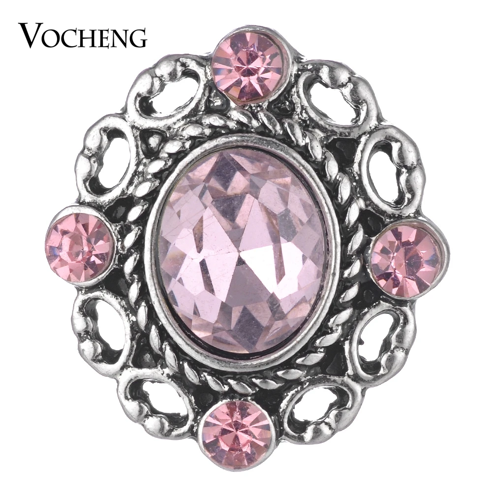 

10PCS/Lot Wholesale Vocheng Ginger Snap Jewelry Vintage Button Charms Hollow out 18mm 4 Colors with Crystal Vn-1766*10