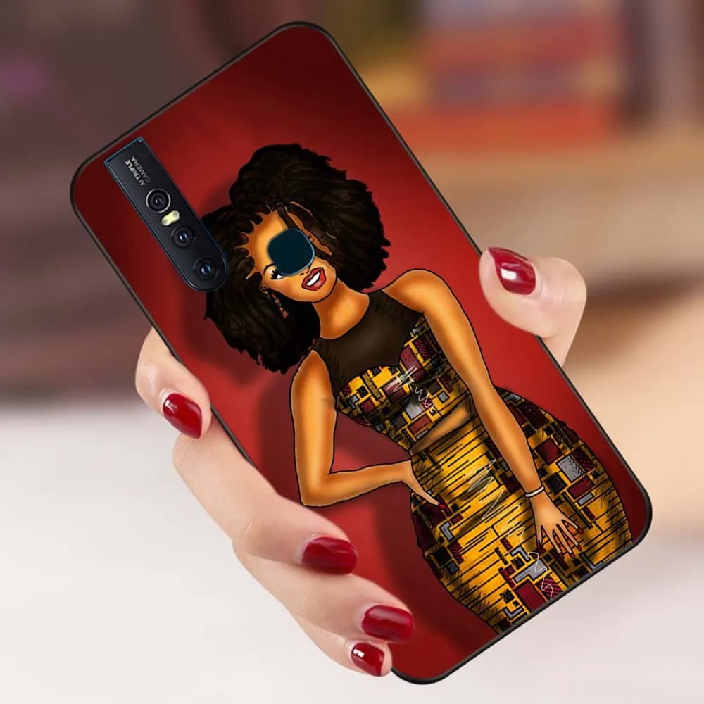 WEBBEDEPP черные женские чехлы из ТПУ для девушек афро-девушек vivo Y17 Y53 Y55s Y67 Y75 Y81s Y85 Y89 Y91