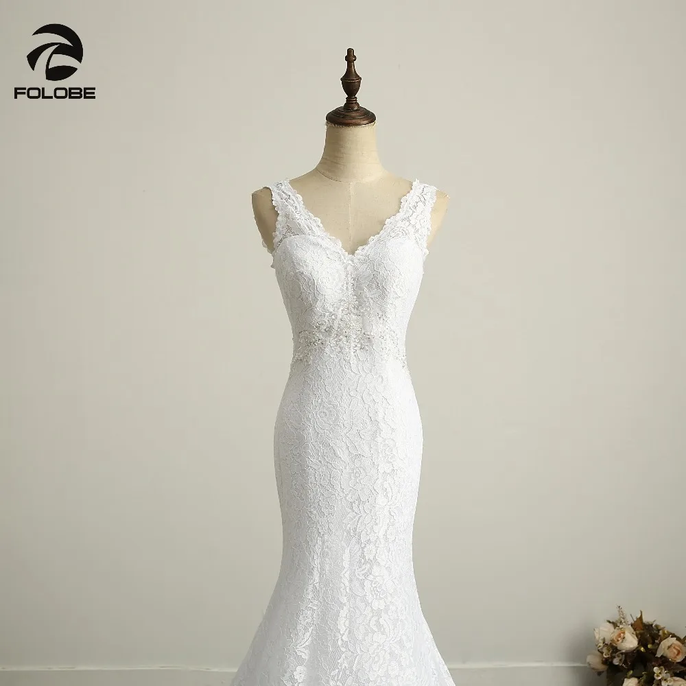 Elegant V-neck Beading Lace Vestidos De Boda Sequins Backless Mermaid Long Boho Wedding Dresses Robe Marriage Bridal Gowns | Свадьбы и